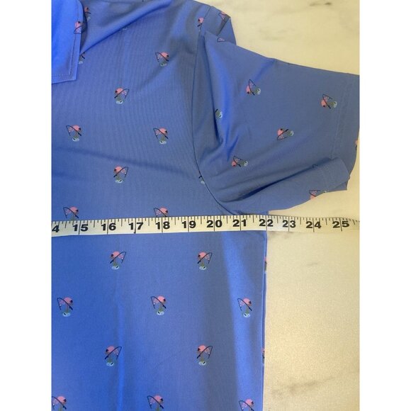 RLX Ralph Lauren Mens M Fishing Flamingo Golf Polo Shirt Blue Lightweight New - Picture 7 of 9